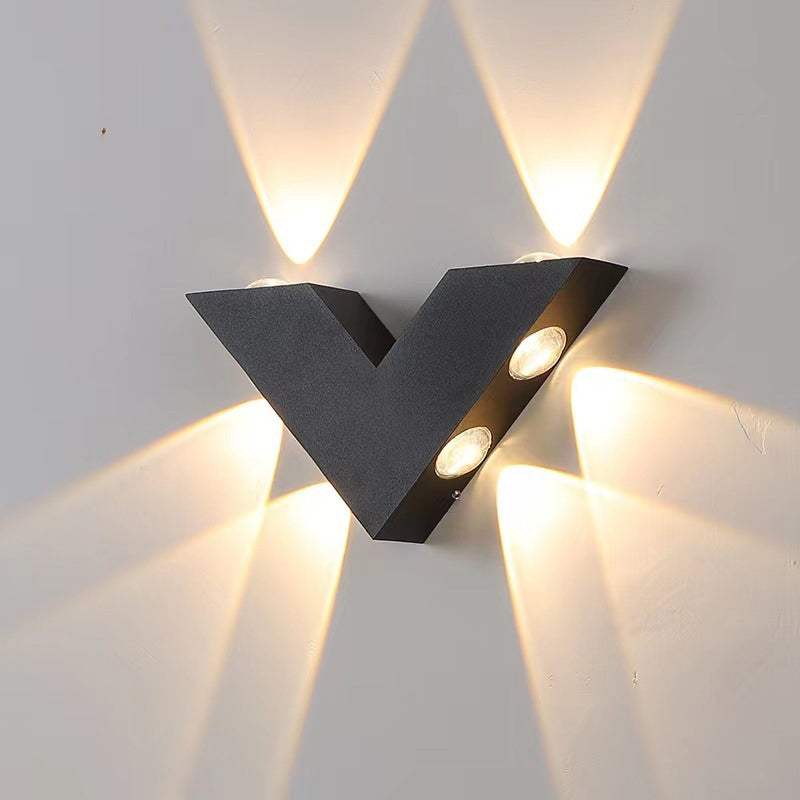 Modern Minimalist Waterproof V-Shaped Aluminum PC LED Wall Sconce Lamp For Garden