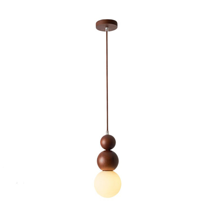 Lustre suspendu en bois massif en forme de gourde vintage traditionnel avec verre à 1 lumière pour chambre 