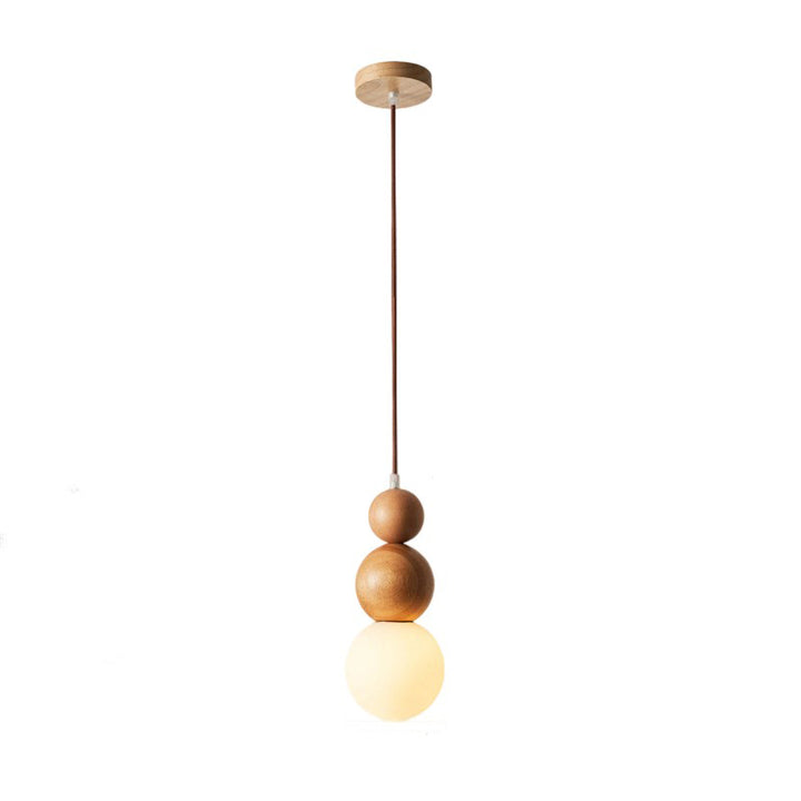 Lustre suspendu en bois massif en forme de gourde vintage traditionnel avec verre à 1 lumière pour chambre 