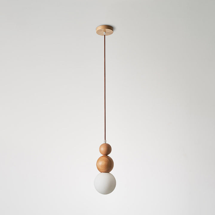 Lustre suspendu en bois massif en forme de gourde vintage traditionnel avec verre à 1 lumière pour chambre 