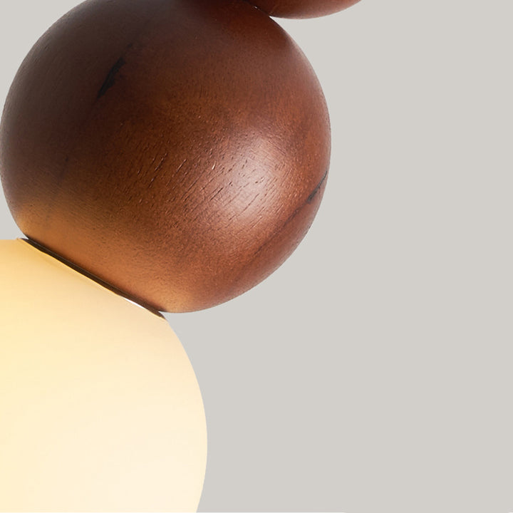 Lustre suspendu en bois massif en forme de gourde vintage traditionnel avec verre à 1 lumière pour chambre 