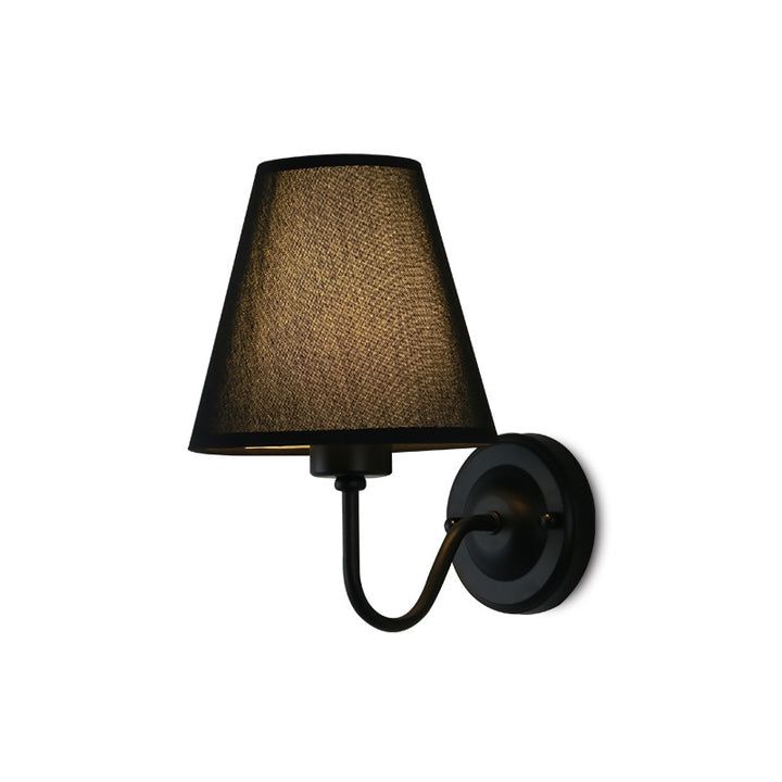 Lámpara de Aplique de Pared de 1 Luz de Tela de Hierro Cónica de Cúpula Vintage Tradicional Para Dormitorio 