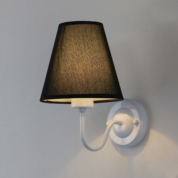 Lámpara de Aplique de Pared de 1 Luz de Tela de Hierro Cónica de Cúpula Vintage Tradicional Para Dormitorio 