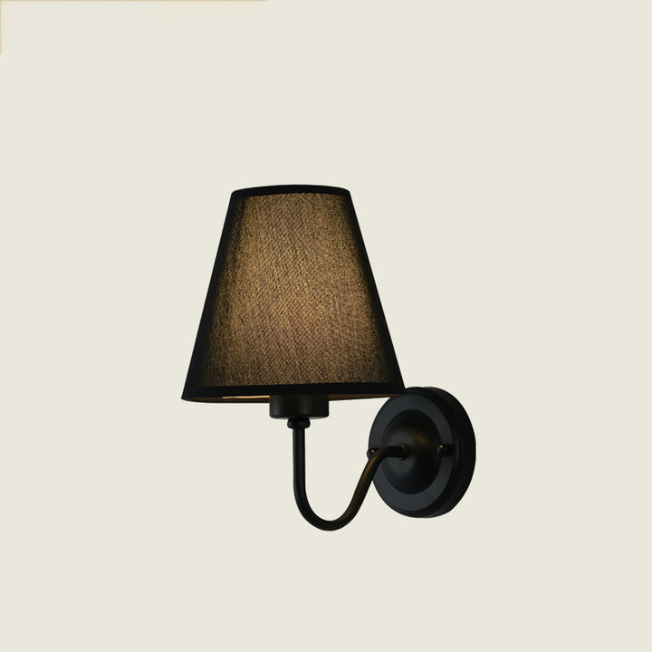 Lámpara de Aplique de Pared de 1 Luz de Tela de Hierro Cónica de Cúpula Vintage Tradicional Para Dormitorio 