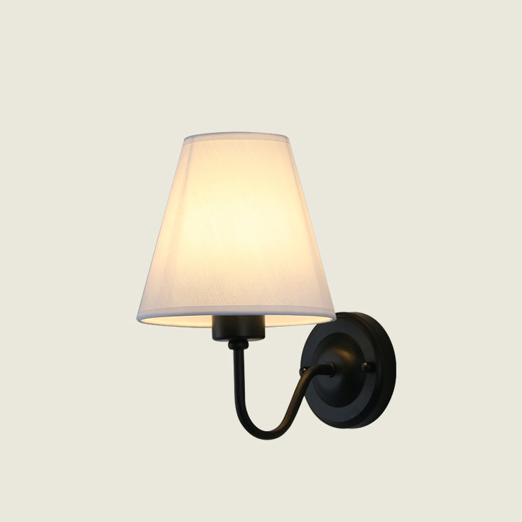 Lámpara de Aplique de Pared de 1 Luz de Tela de Hierro Cónica de Cúpula Vintage Tradicional Para Dormitorio 
