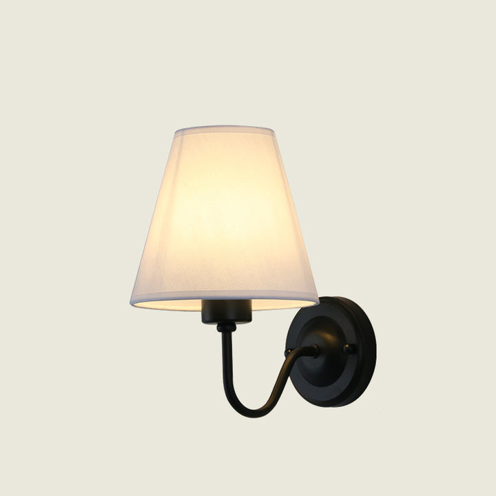 Lámpara de Aplique de Pared de 1 Luz de Tela de Hierro Cónica de Cúpula Vintage Tradicional Para Dormitorio 