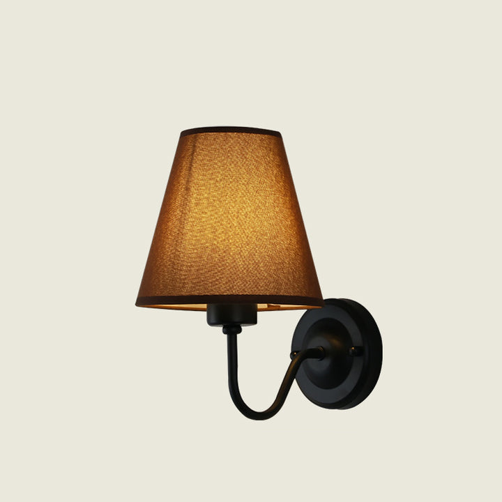 Lámpara de Aplique de Pared de 1 Luz de Tela de Hierro Cónica de Cúpula Vintage Tradicional Para Dormitorio 