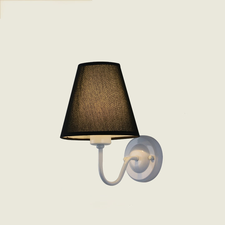 Lámpara de Aplique de Pared de 1 Luz de Tela de Hierro Cónica de Cúpula Vintage Tradicional Para Dormitorio 