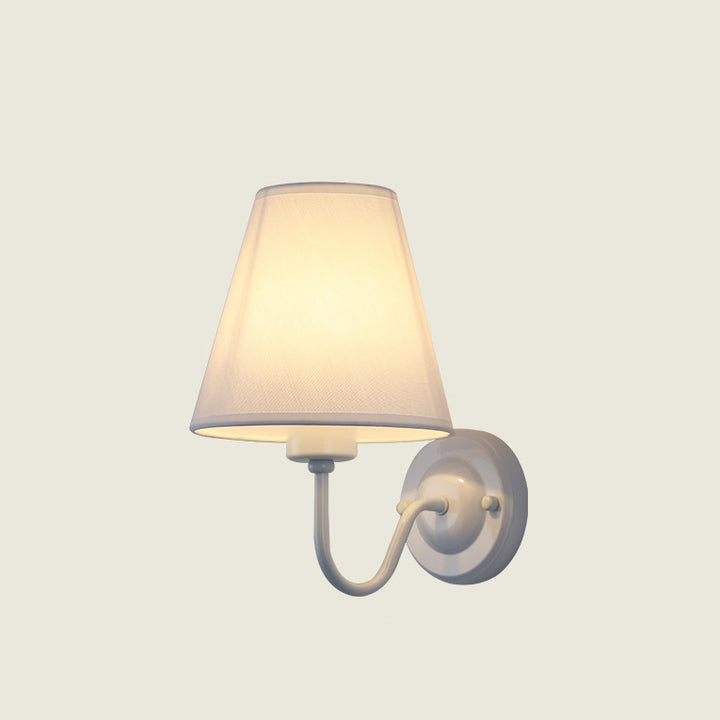 Lámpara de Aplique de Pared de 1 Luz de Tela de Hierro Cónica de Cúpula Vintage Tradicional Para Dormitorio 