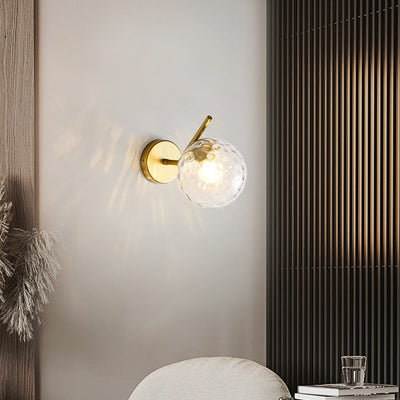 Modern Minimalist Spherical Iron Glass 1-Light Wall Sconce Lamp For Bedroom