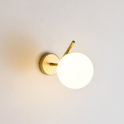 Modern Minimalist Spherical Iron Glass 1-Light Wall Sconce Lamp For Bedroom