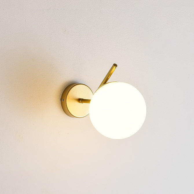 Modern Minimalist Spherical Iron Glass 1-Light Wall Sconce Lamp For Bedroom