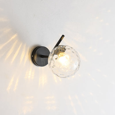 Modern Minimalist Spherical Iron Glass 1-Light Wall Sconce Lamp For Bedroom