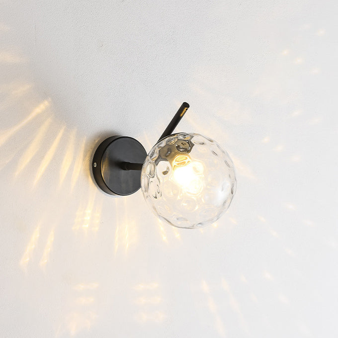 Modern Minimalist Spherical Iron Glass 1-Light Wall Sconce Lamp For Bedroom