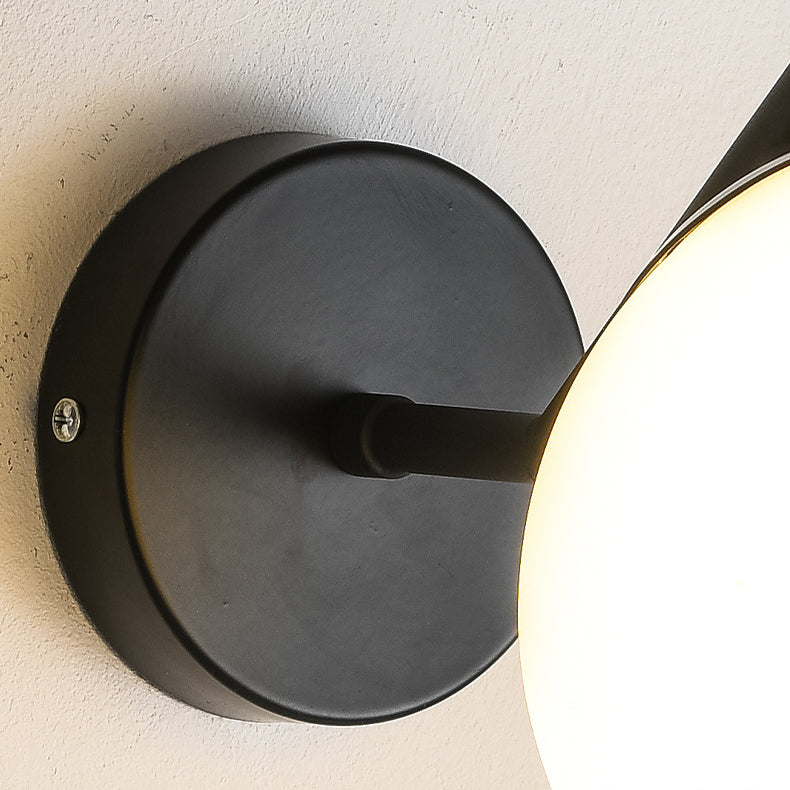 Modern Minimalist Spherical Iron Glass 1-Light Wall Sconce Lamp For Bedroom