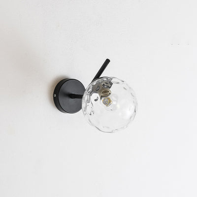 Modern Minimalist Spherical Iron Glass 1-Light Wall Sconce Lamp For Bedroom