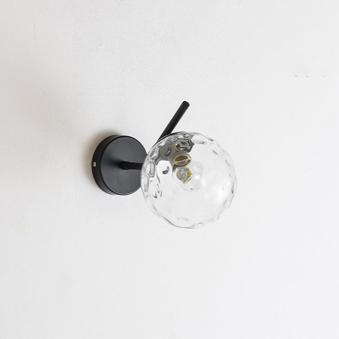 Modern Minimalist Spherical Iron Glass 1-Light Wall Sconce Lamp For Bedroom