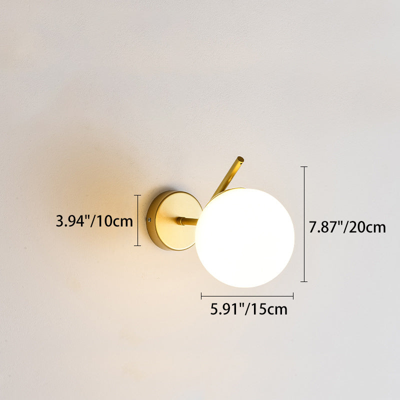 Modern Minimalist Spherical Iron Glass 1-Light Wall Sconce Lamp For Bedroom