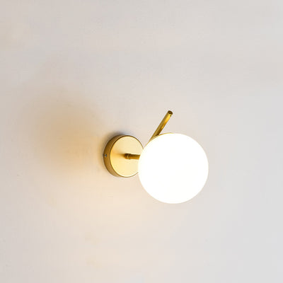 Modern Minimalist Spherical Iron Glass 1-Light Wall Sconce Lamp For Bedroom