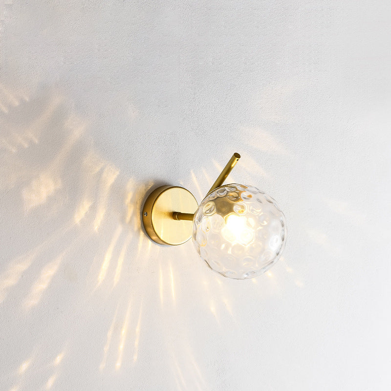 Modern Minimalist Spherical Iron Glass 1-Light Wall Sconce Lamp For Bedroom