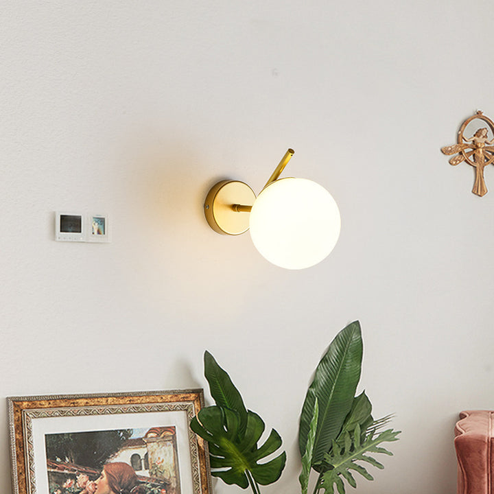 Moderna Minimalista Esférica de Hierro Vidrio Aplique de Pared de 1 Luz para Dormitorio 