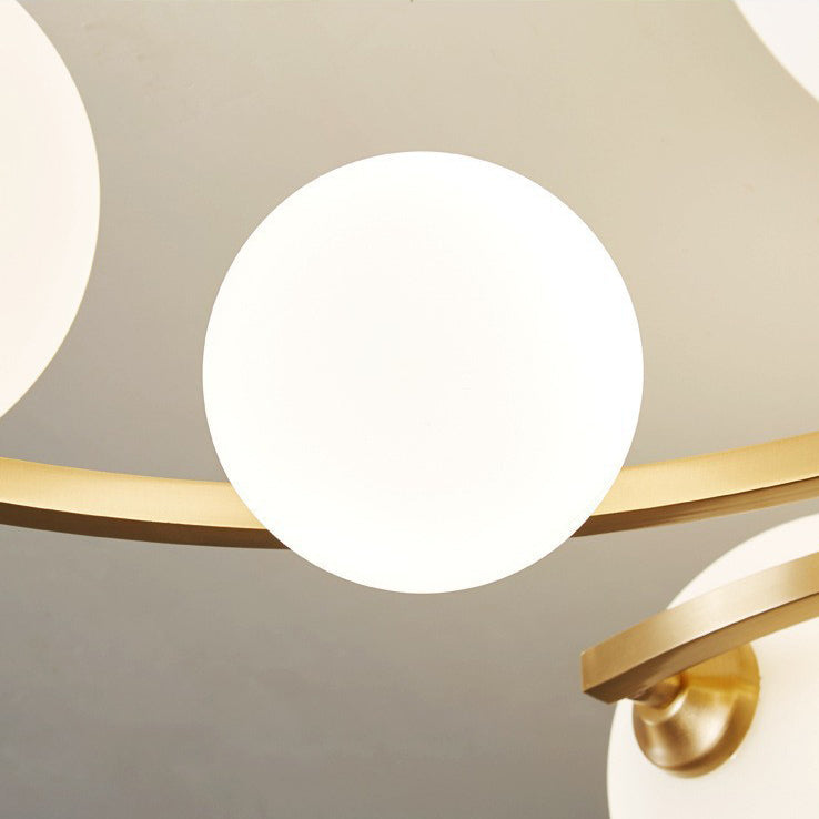 Traditional French Curved Iron Glass 4/6/9-Light Semi-Flush Mount Ceiling Light For Bedroom