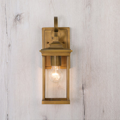 Traditional Vintage Waterproof Lantern-Shaped Metal Glass 1-Light Wall Sconce Lamp For Garden