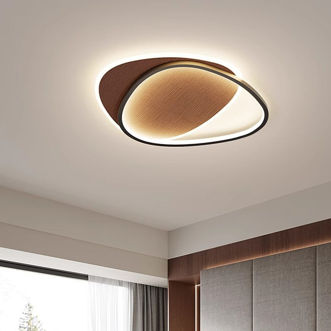 Traditional Vintage Irregular Round Iron Acrylic LED Flush Mount Ceiling Light For Bedroom