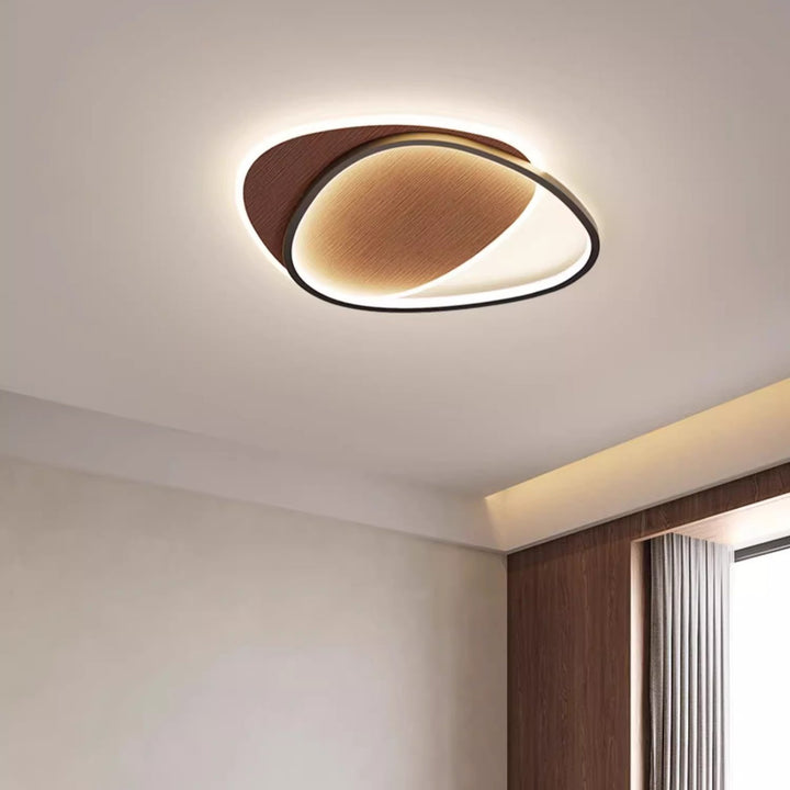 Traditional Vintage Irregular Round Iron Acrylic LED Flush Mount Ceiling Light For Bedroom