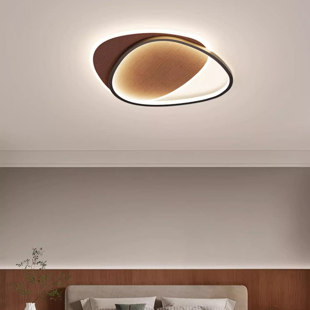 Traditional Vintage Irregular Round Iron Acrylic LED Flush Mount Ceiling Light For Bedroom