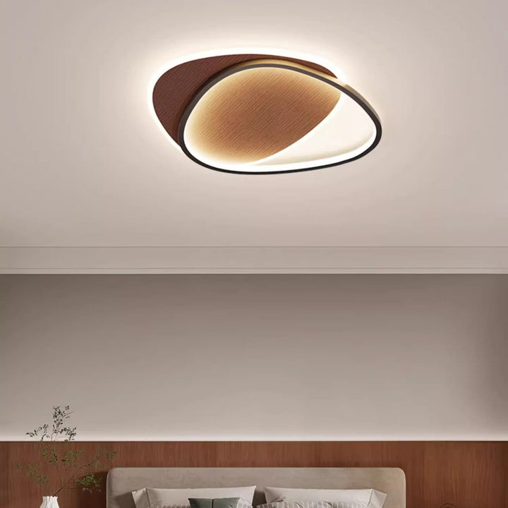Traditional Vintage Irregular Round Iron Acrylic LED Flush Mount Ceiling Light For Bedroom