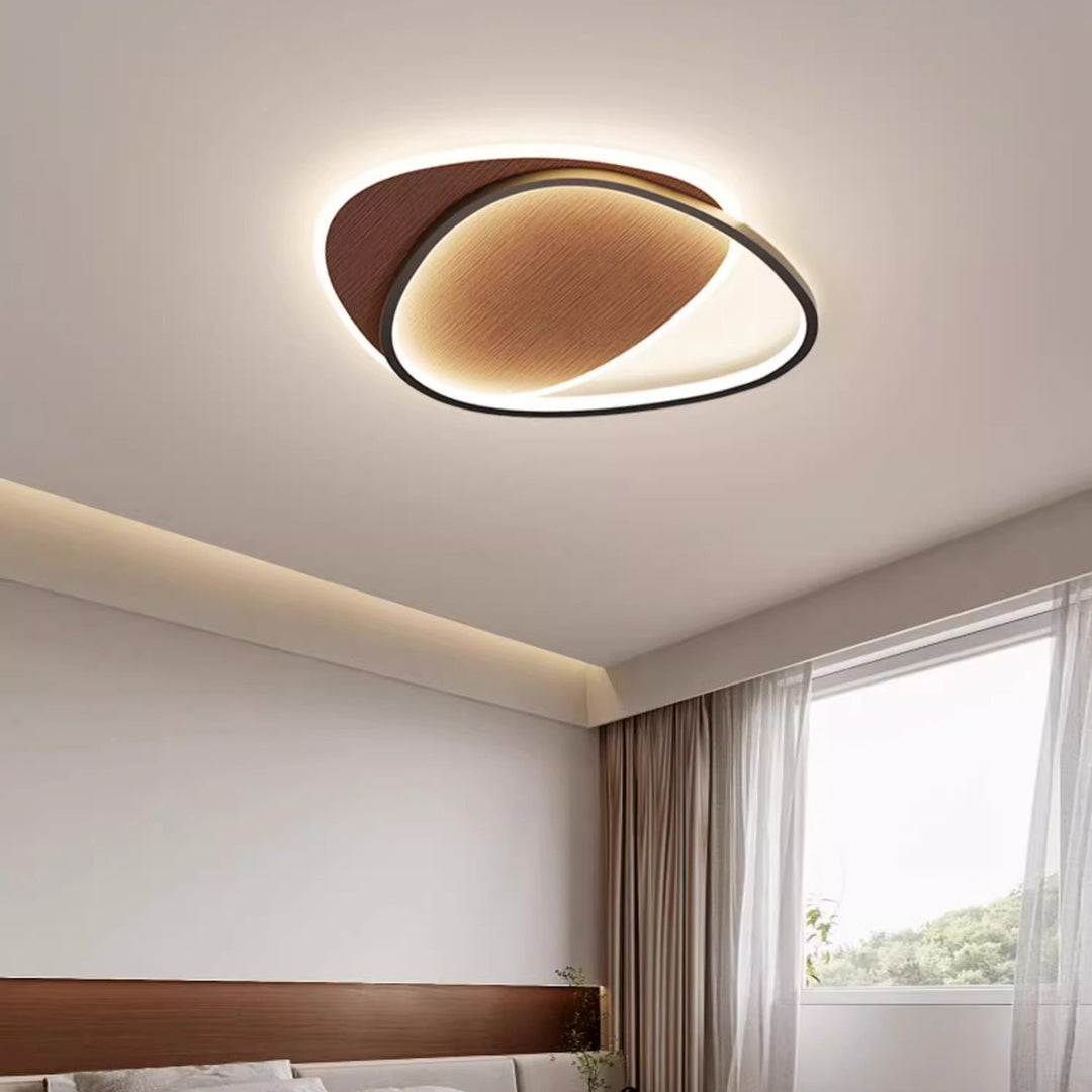 Traditional Vintage Irregular Round Iron Acrylic LED Flush Mount Ceiling Light For Bedroom