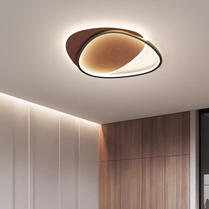 Traditional Vintage Irregular Round Iron Acrylic LED Flush Mount Ceiling Light For Bedroom