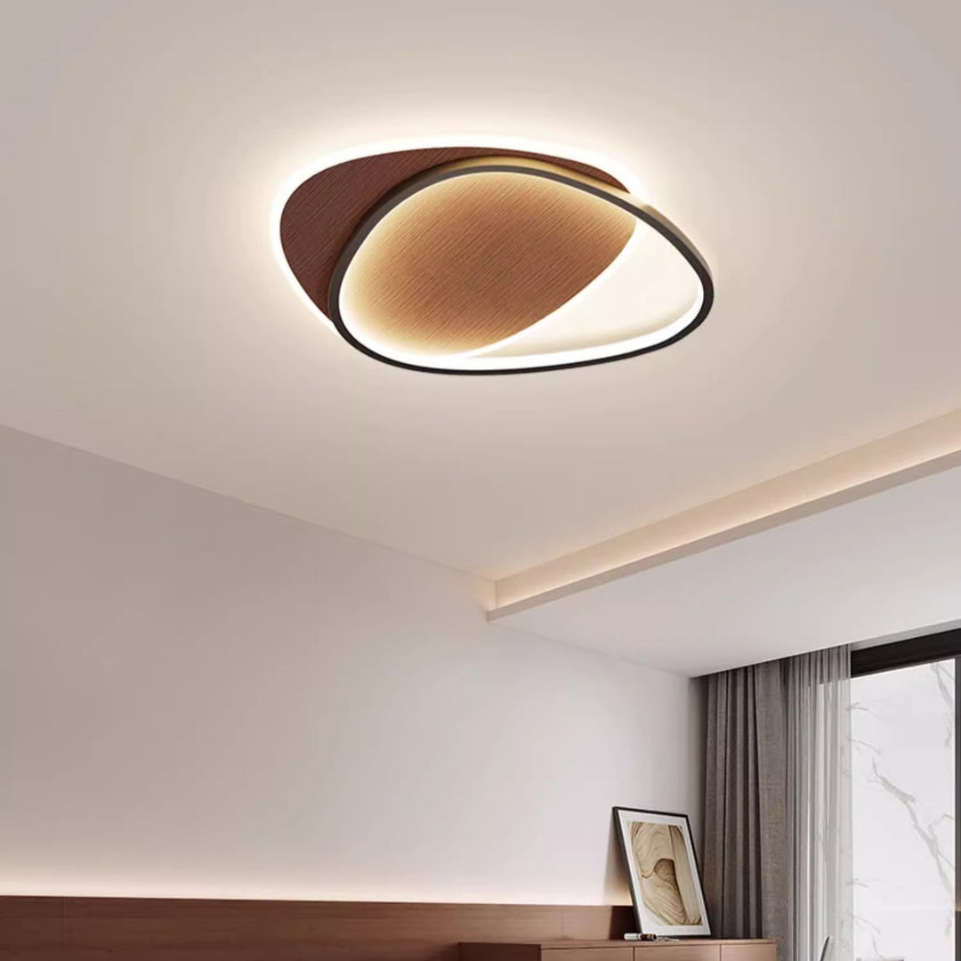 Traditional Vintage Irregular Round Iron Acrylic LED Flush Mount Ceiling Light For Bedroom