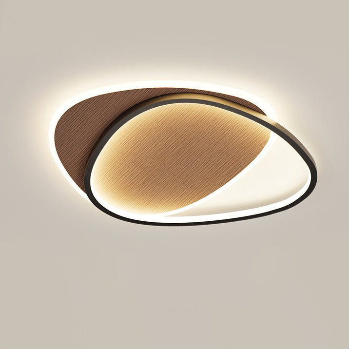 Traditional Vintage Irregular Round Iron Acrylic LED Flush Mount Ceiling Light For Bedroom