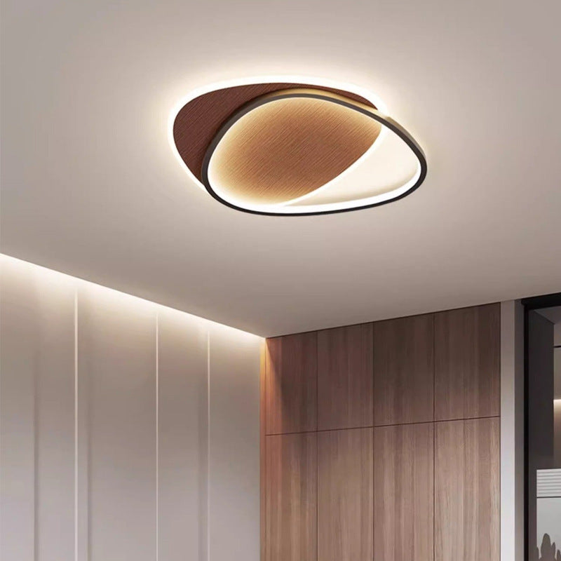 Traditional Vintage Irregular Round Iron Acrylic LED Flush Mount Ceiling Light For Bedroom