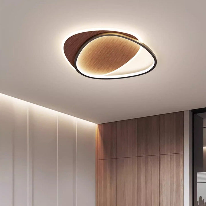 Traditional Vintage Irregular Round Iron Acrylic LED Flush Mount Ceiling Light For Bedroom