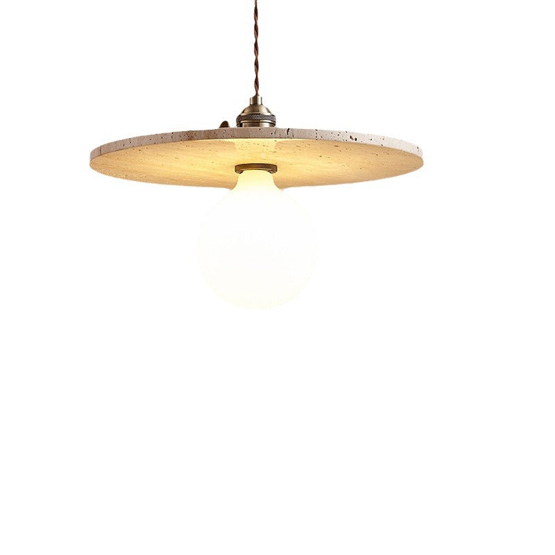 Suspension luminaire contemporain nordique en métal en forme de disque en travertin avec verre 1/3 lumière pour salle à manger 