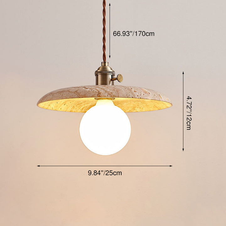 Suspension luminaire contemporain nordique en métal en forme de disque en travertin avec verre 1/3 lumière pour salle à manger 