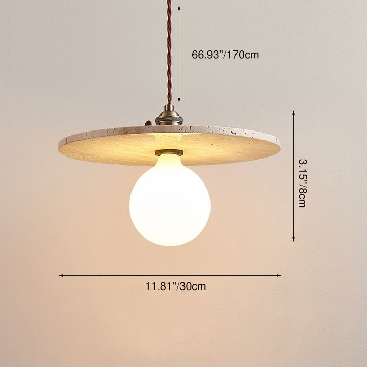 Suspension luminaire contemporain nordique en métal en forme de disque en travertin avec verre 1/3 lumière pour salle à manger 