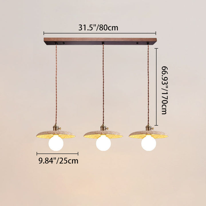 Suspension luminaire contemporain nordique en métal en forme de disque en travertin avec verre 1/3 lumière pour salle à manger 