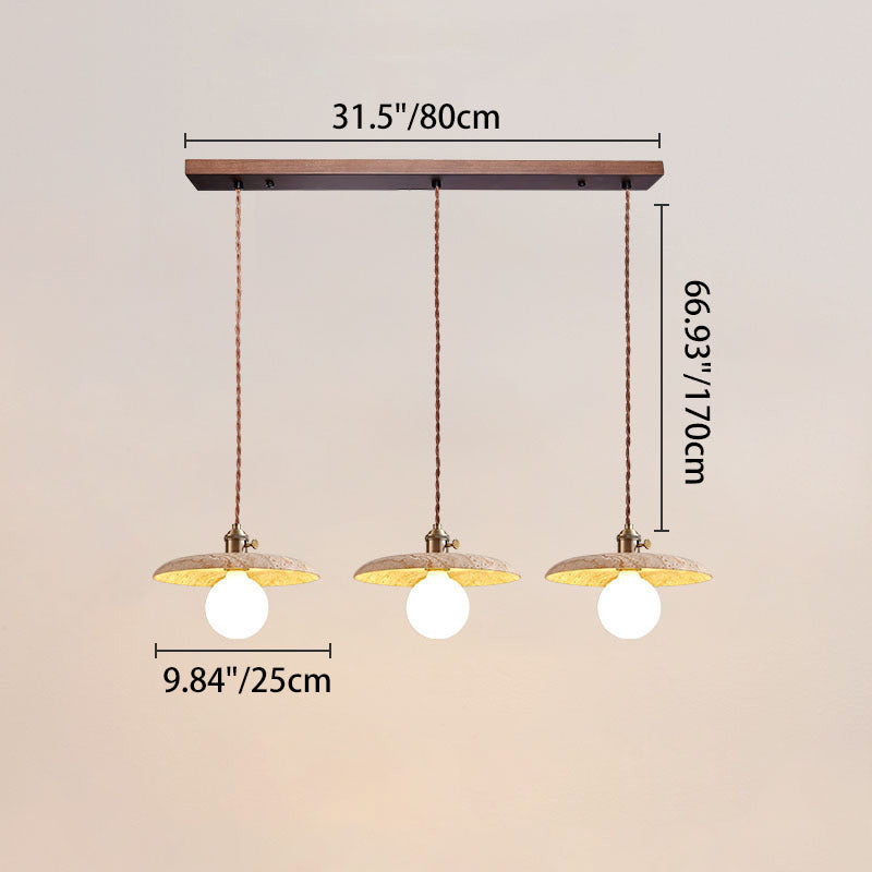 Contemporary Nordic Disc-shaped Metal Travertine Glass 1/3-Light Pendant Light For Dining Room