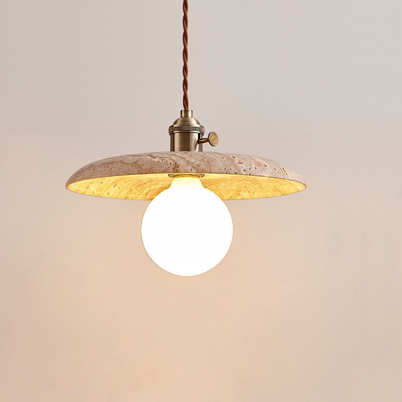 Suspension luminaire contemporain nordique en métal en forme de disque en travertin avec verre 1/3 lumière pour salle à manger 