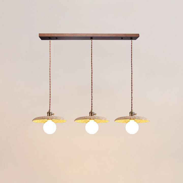 Suspension luminaire contemporain nordique en métal en forme de disque en travertin avec verre 1/3 lumière pour salle à manger 