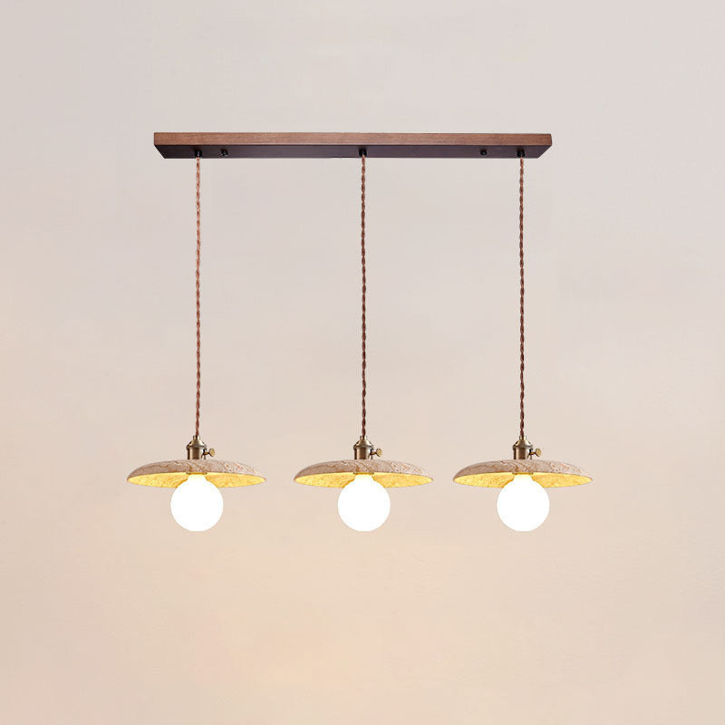 Contemporary Nordic Disc-shaped Metal Travertine Glass 1/3-Light Pendant Light For Dining Room
