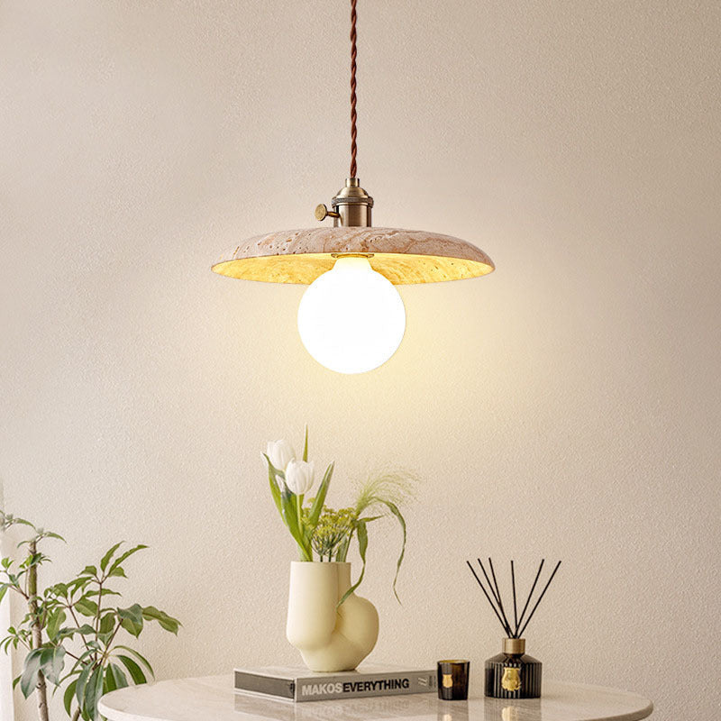 Suspension luminaire contemporain nordique en métal en forme de disque en travertin avec verre 1/3 lumière pour salle à manger 