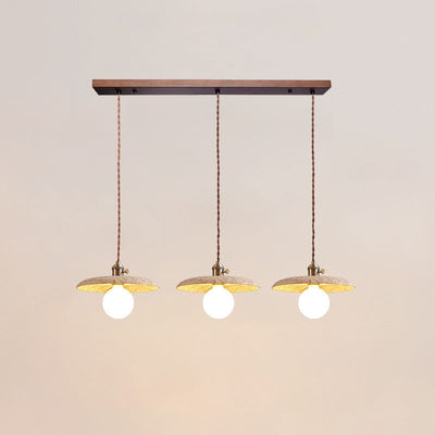 Contemporary Nordic Disc-shaped Metal Travertine Glass 1/3-Light Pendant Light For Dining Room
