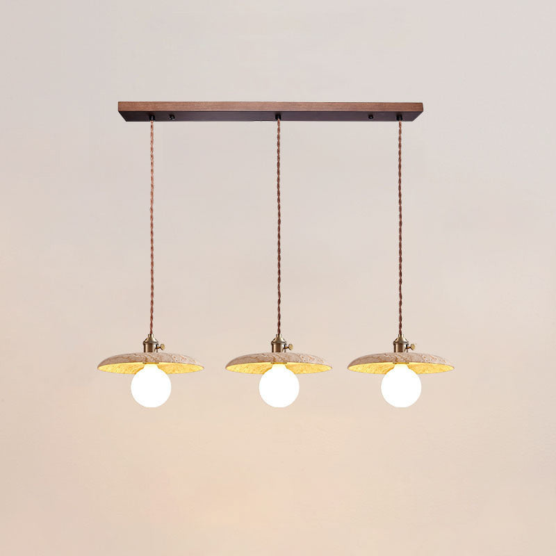 Contemporary Nordic Disc-shaped Metal Travertine Glass 1/3-Light Pendant Light For Dining Room