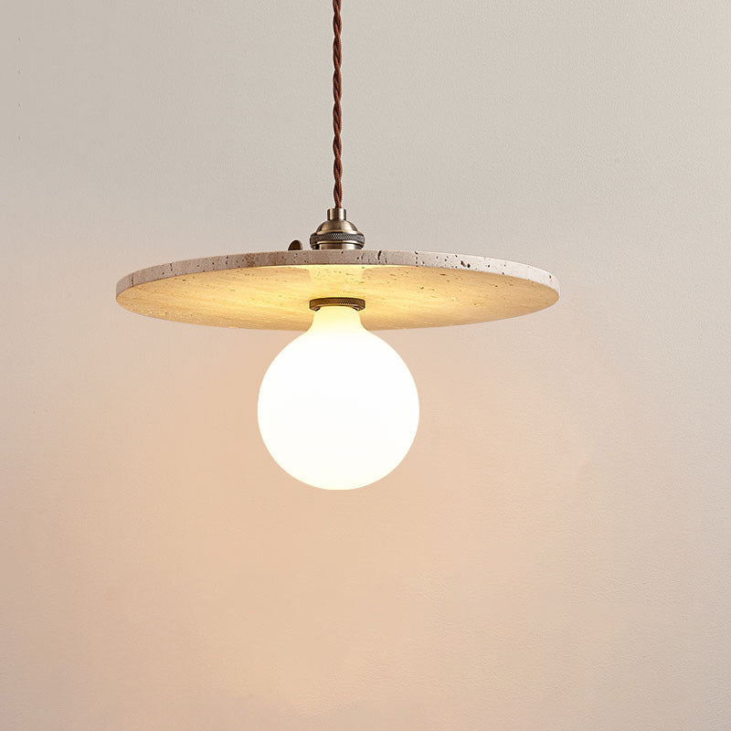 Contemporary Nordic Disc-shaped Metal Travertine Glass 1/3-Light Pendant Light For Dining Room