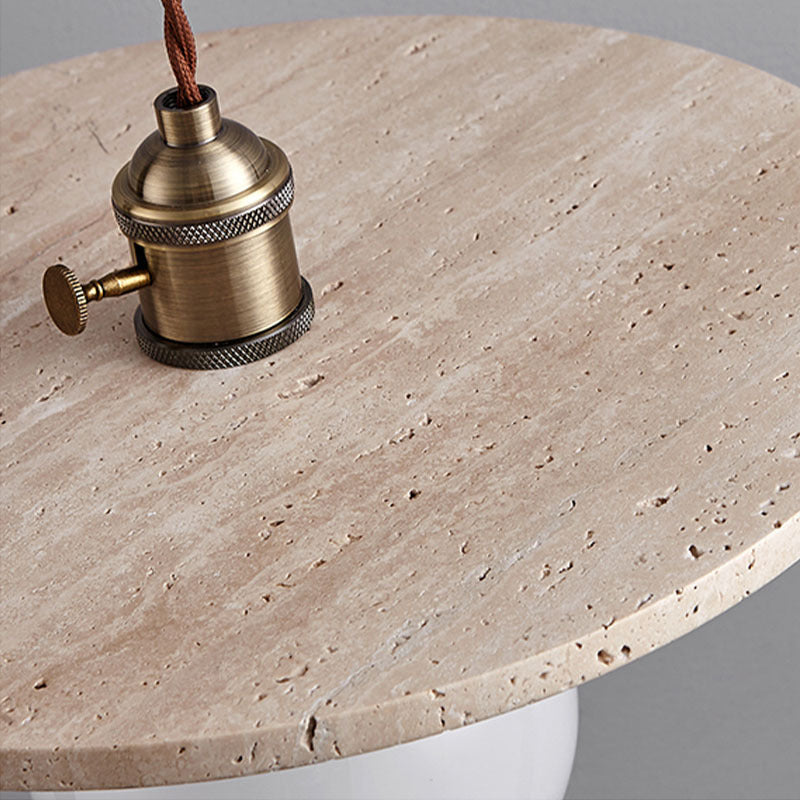 Contemporary Nordic Disc-shaped Metal Travertine Glass 1/3-Light Pendant Light For Dining Room